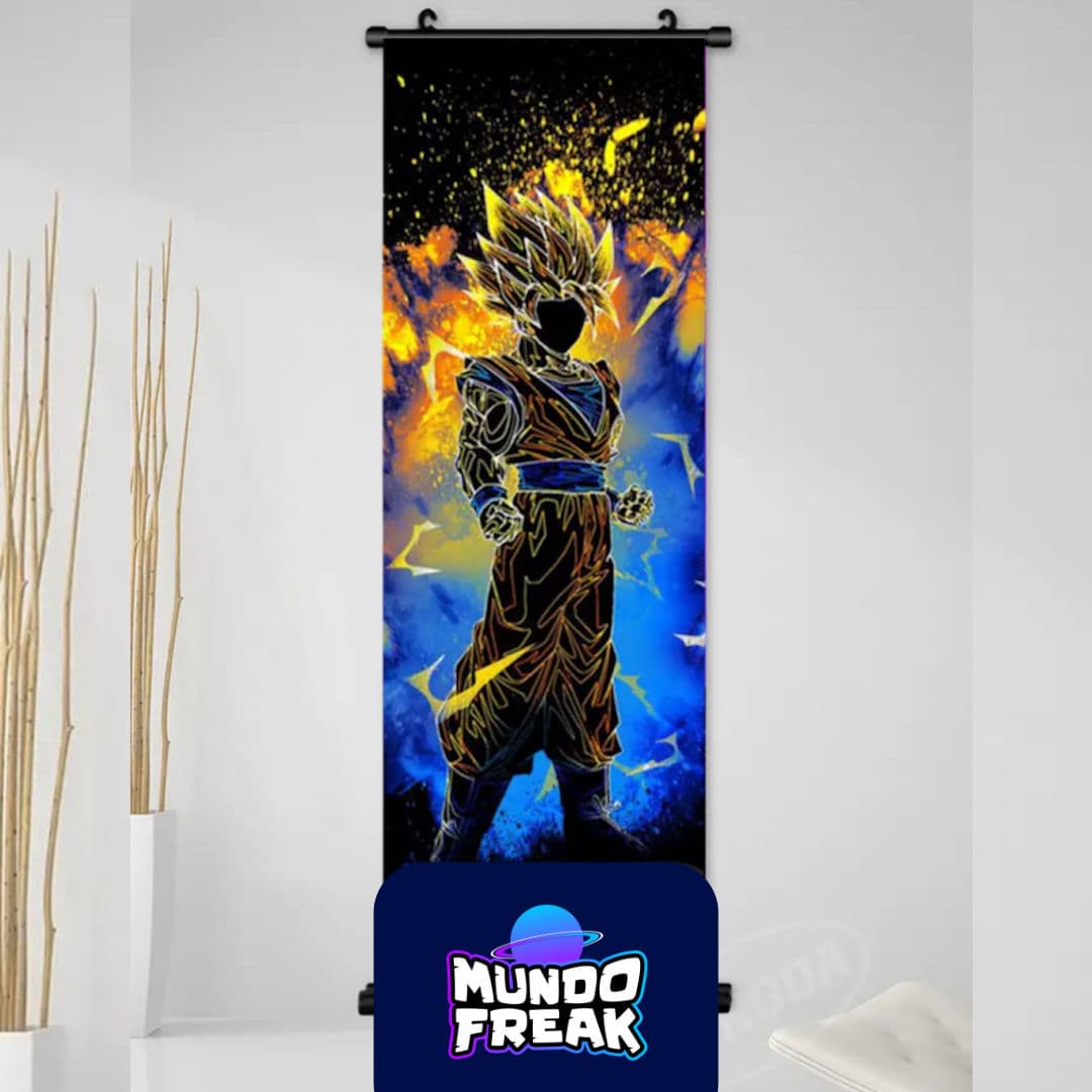 Pergamino Dragon Ball gohan kamekameja rosado y azul 20x60