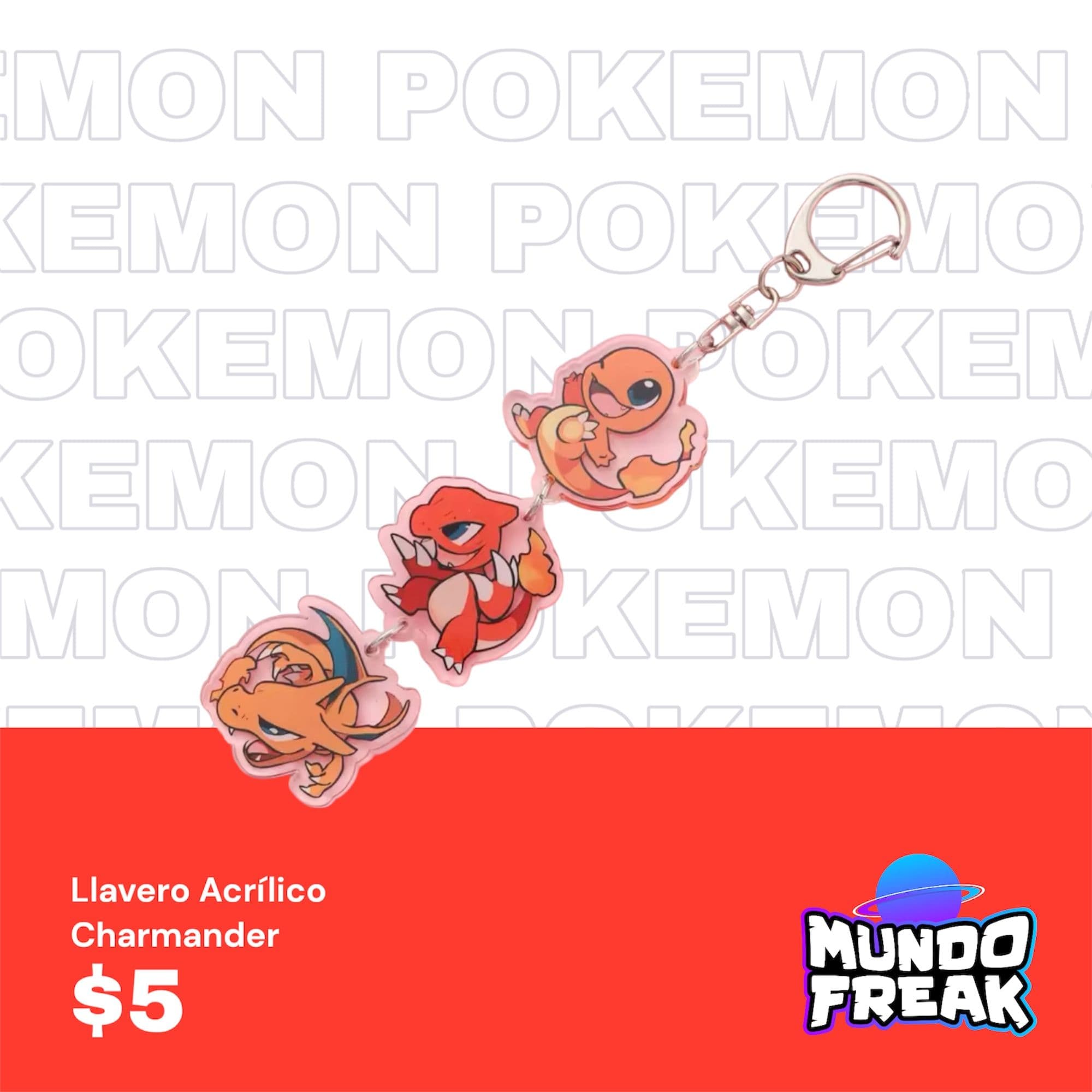 Llavero Pokemon Charmander acrílico
