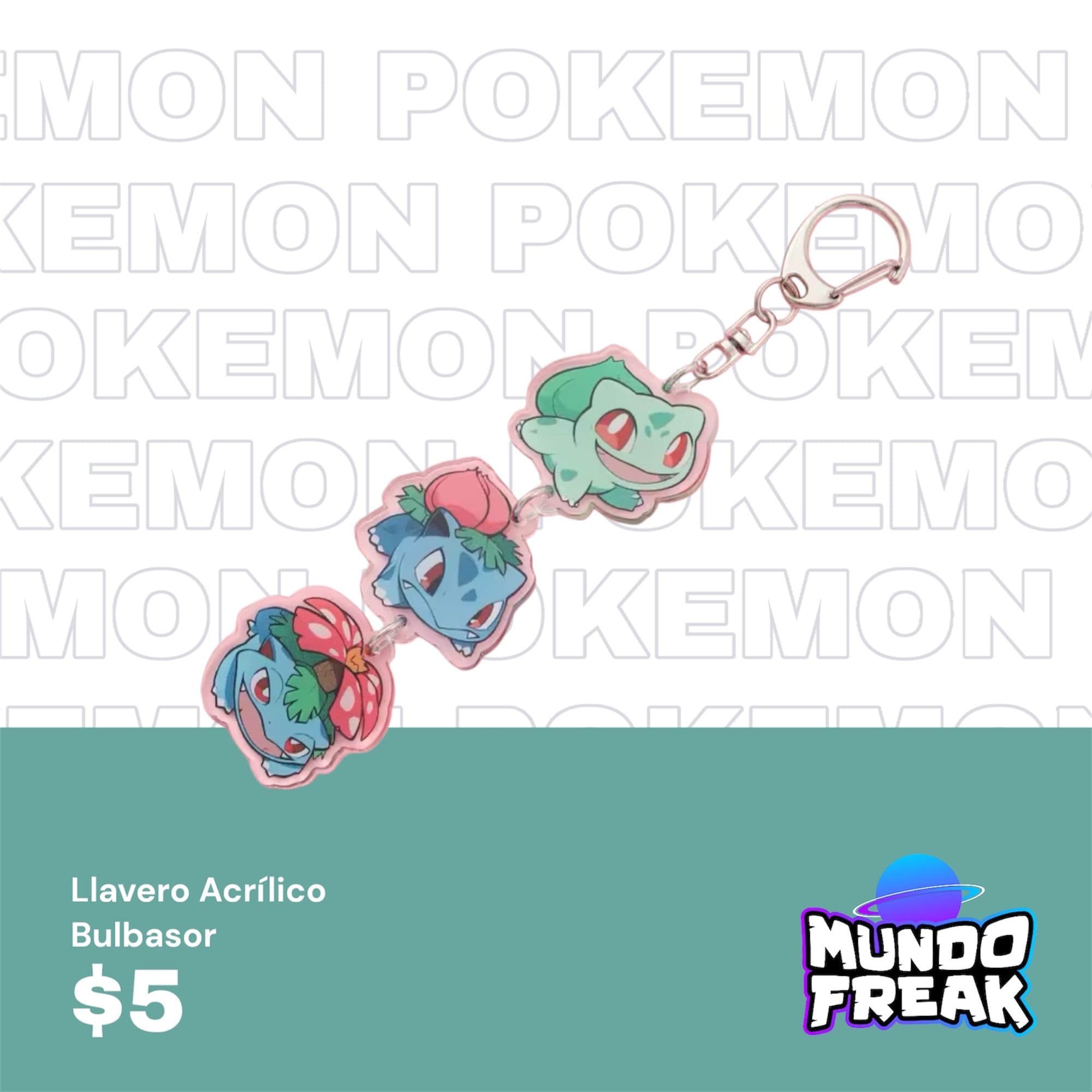 Llavero pokemon balbasaur acrilico