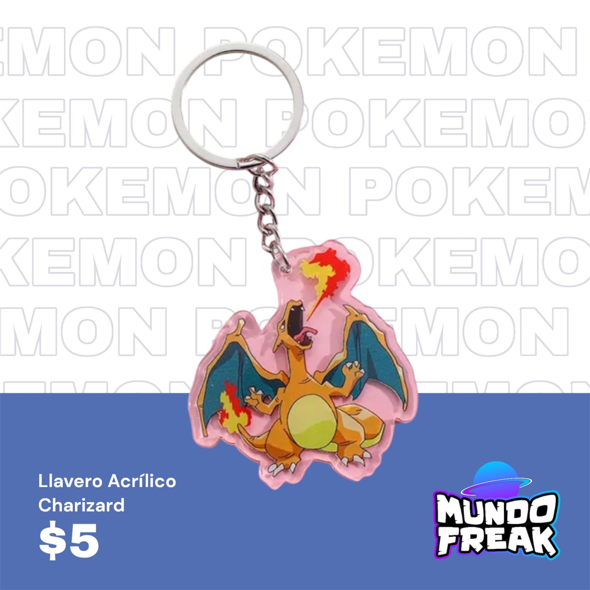 Llavero pokemon charizard tres acrilicos