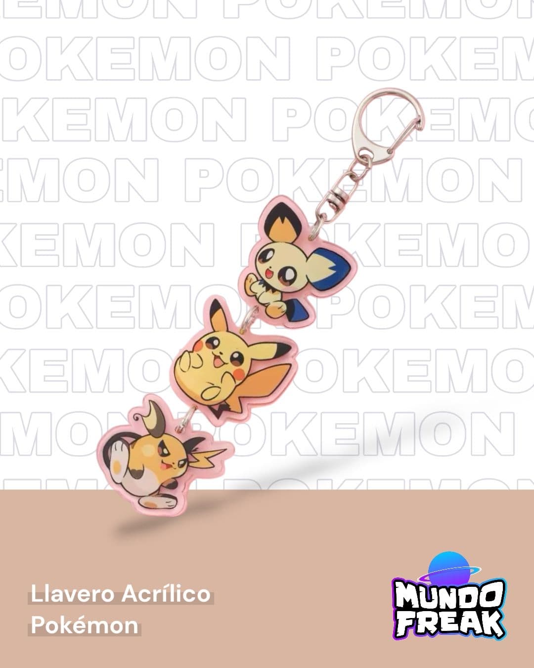 Llavero pokemon pikachu tres acrilicos - Vista 3