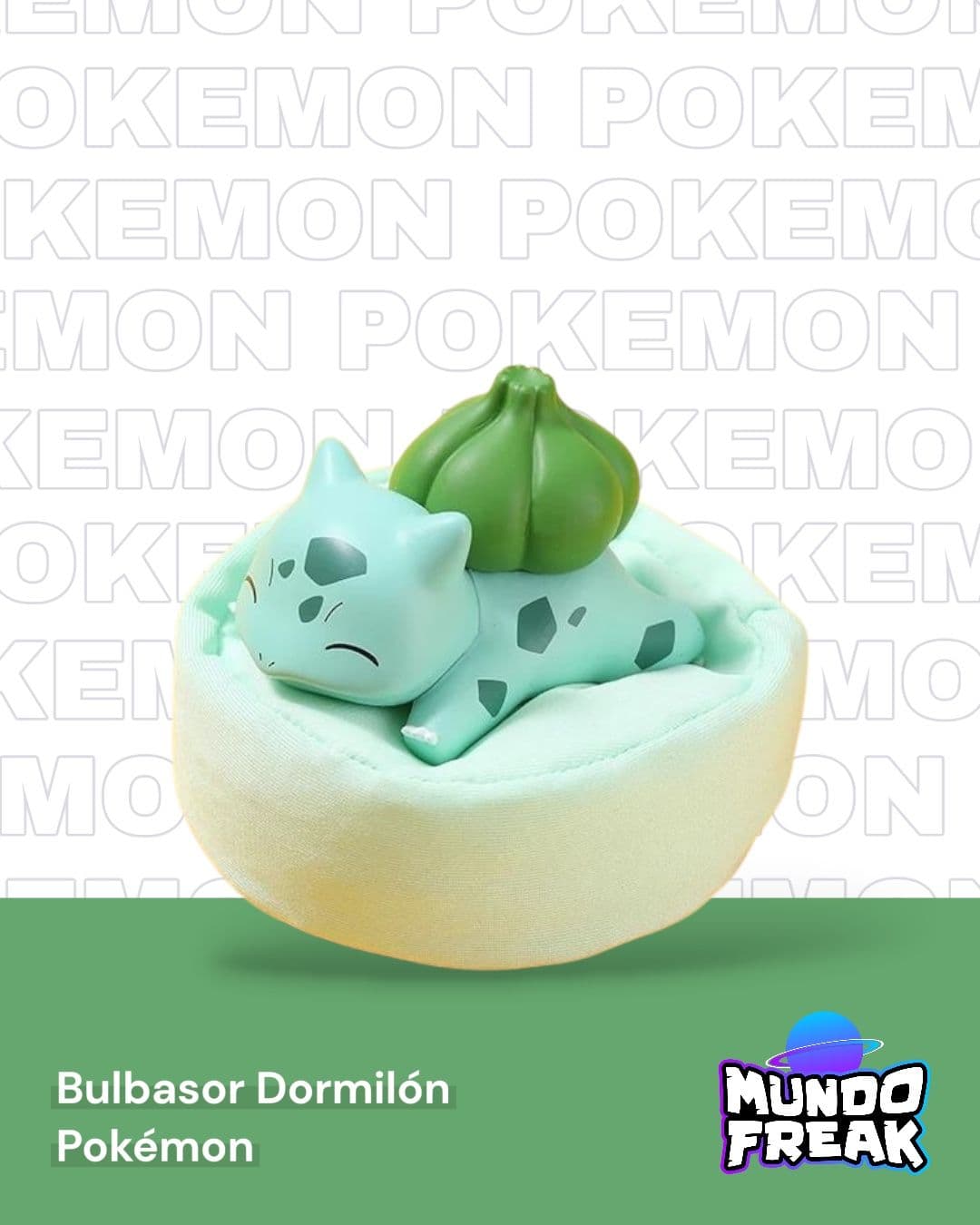 Figura pokemon Balbasaur con almohada