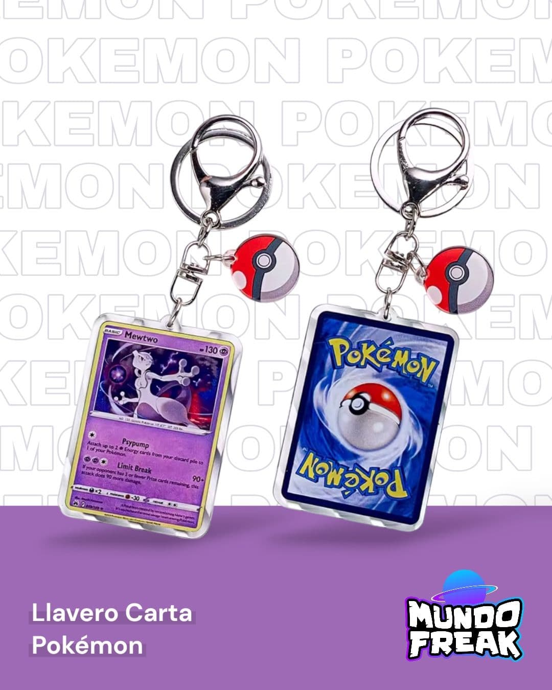 Llavero Carta Pokémon Mewtwo