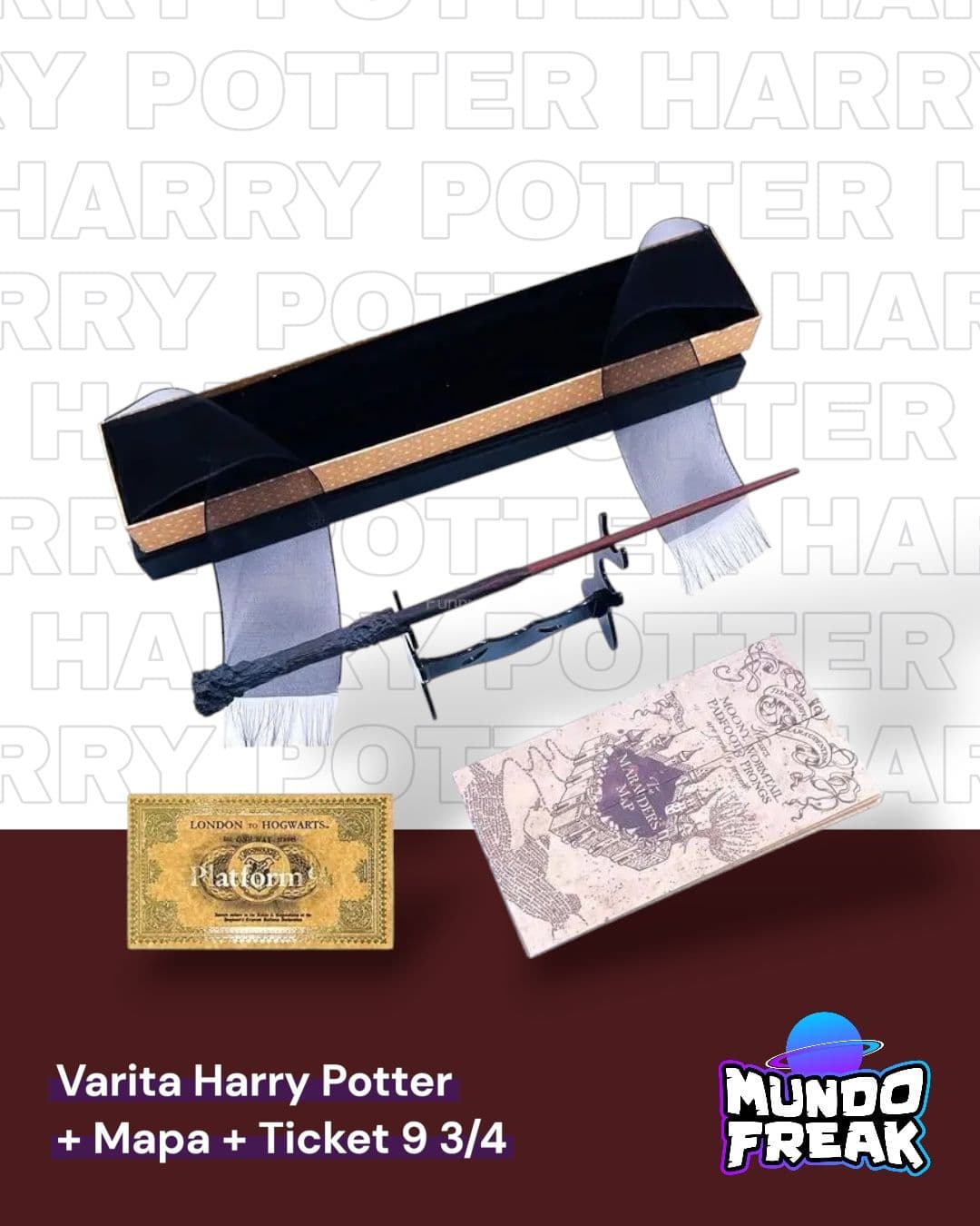 Varita Harry Potter de Harry con Mapa y ticket