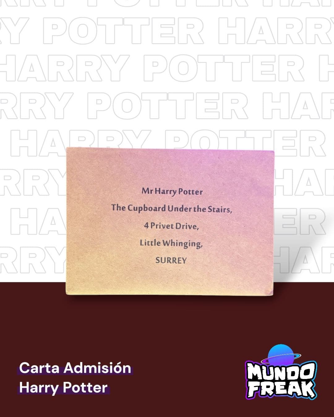 Carta de admisión Hogwarts