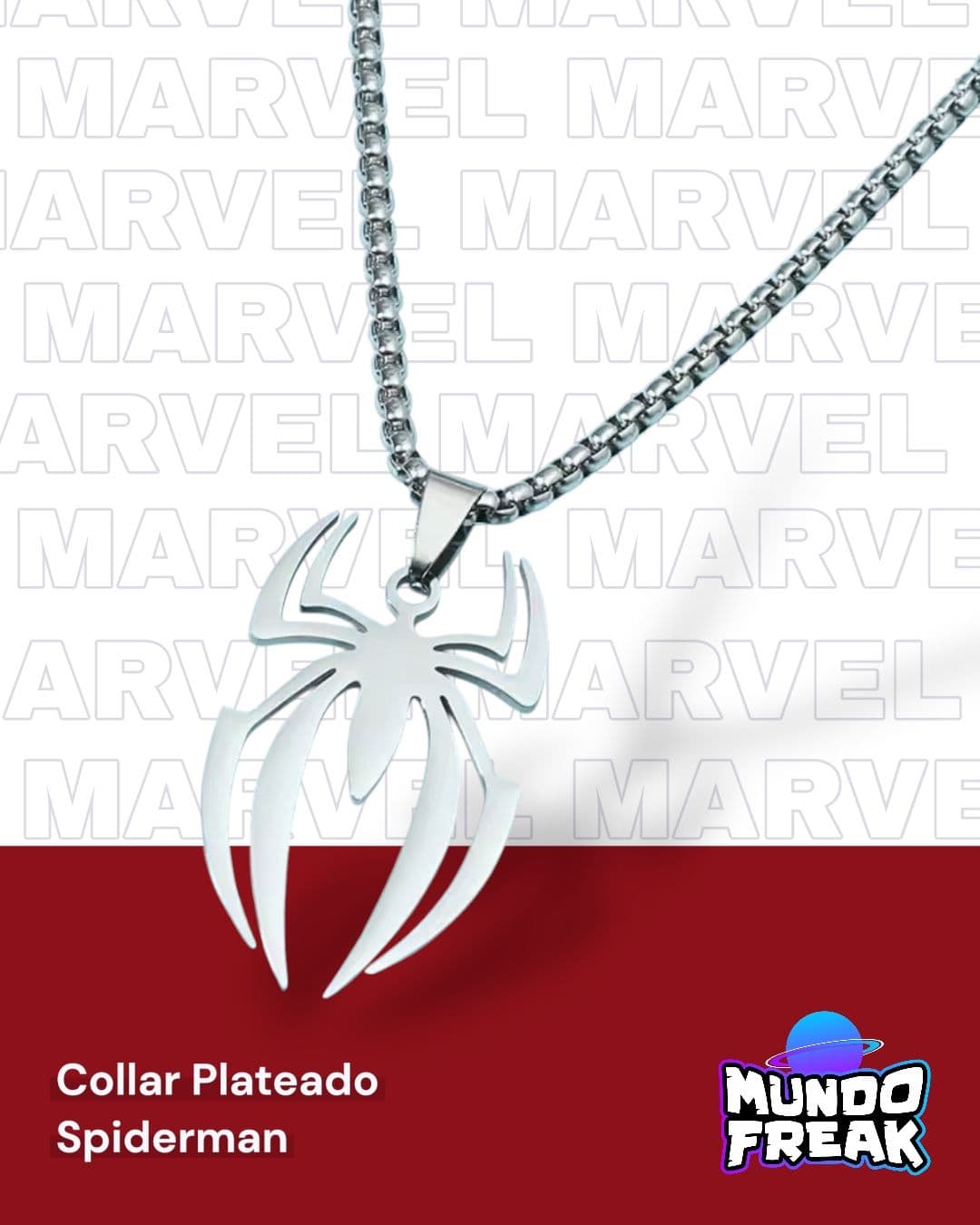 Collar Plateado Spiderman